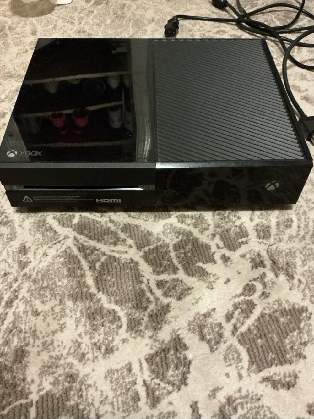 Microsoft Black Xbox One Console with Blue Power LED and Power Brick
